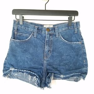 Current/Elliott Dark Wash Cutoff Jean Shorts Raw Hem Distressed Size 30